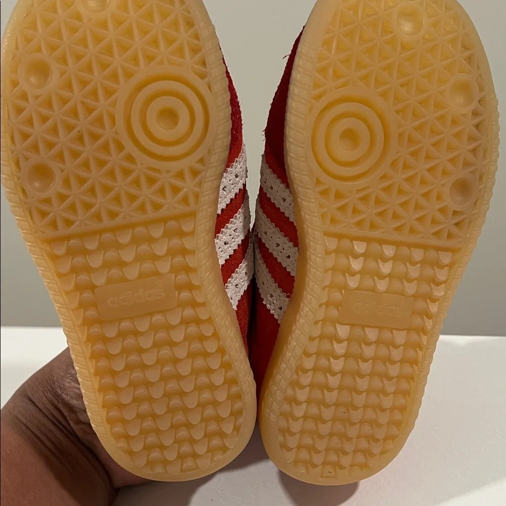 adidas Samba Kids Sneakers Red with White Stripes and Gum Sole